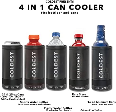 הקור הקור ביותר 4 ב 1 בקבוקים יכול כוס 24 גרם ב 1 - בירה מצנן בקבוקים, סודה, משקה אנרגיה, מים | מקרר נירוסטה מבודד ואקום